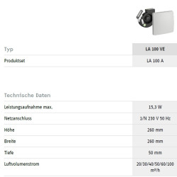Dezentraler Abluftventilator STIEBEL ELTRON mit Unterputzgehäuse LA 100 A